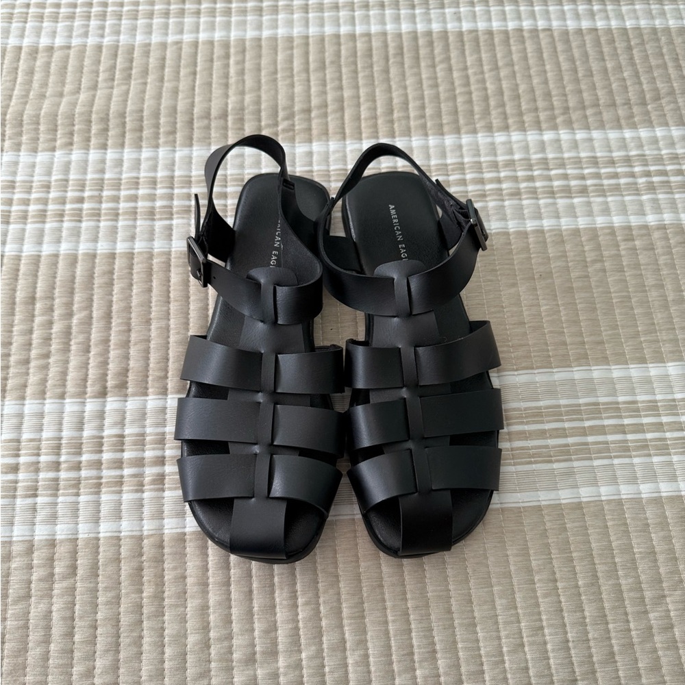American Eagle Outfitters Black Woven Strap Sandals for Women
